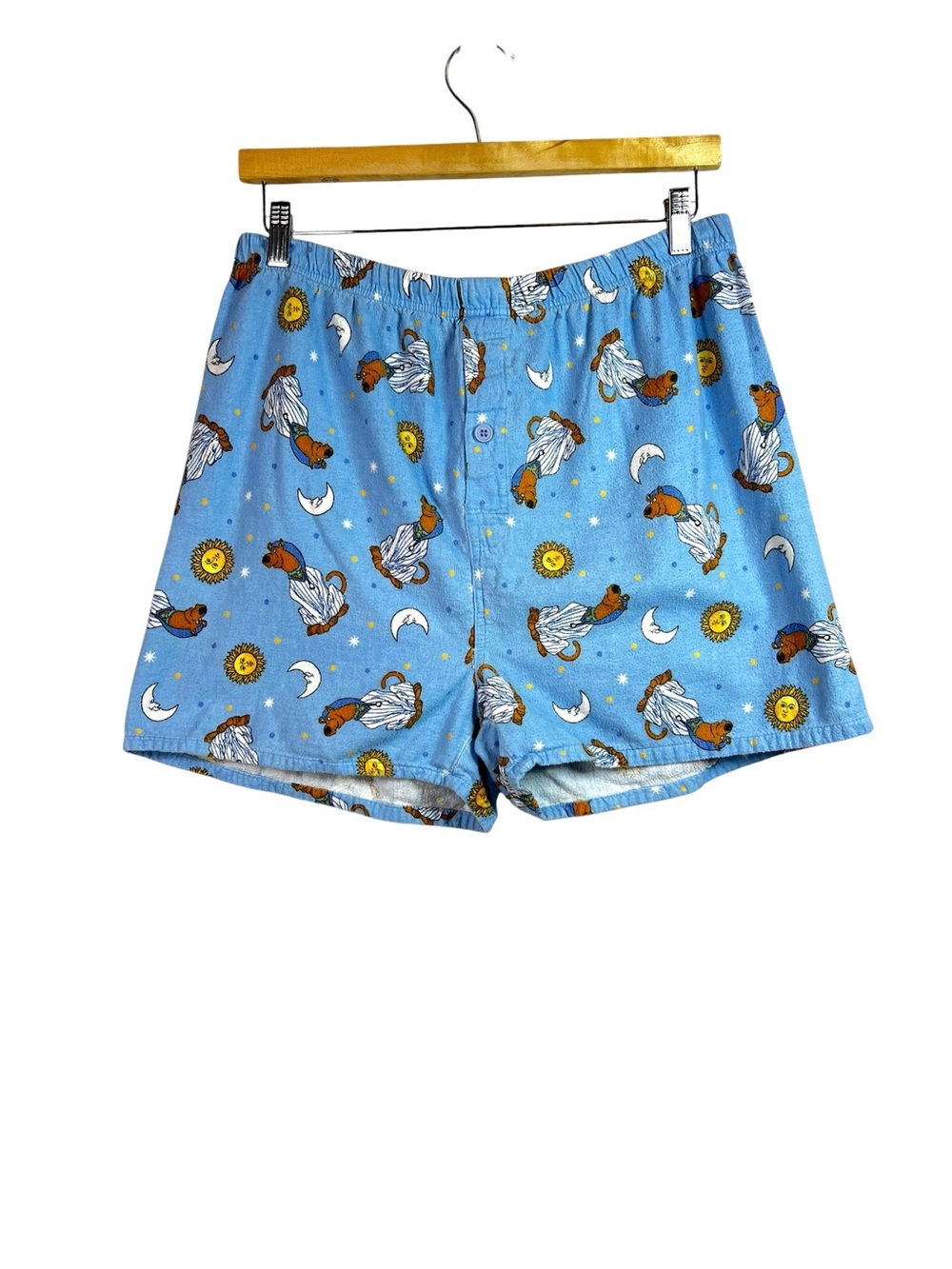 Vintage Scooby Doo Women’s Pajama Boxer Shorts Blue Celestial Moon Sun Stars XL